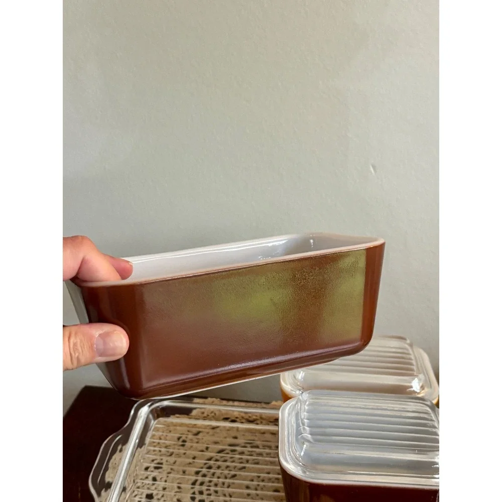Vintage Pyrex Old Orchard Refrigerator Set 7 piece with clear trailing platter